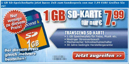 Conrad Verkaufsaktion SD-Speicherkarte