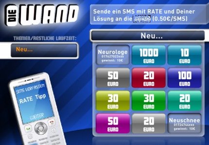 diewand.tv Premium-SMS-Spiel