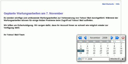 Yahoo-Mail Wartungsarbeiten