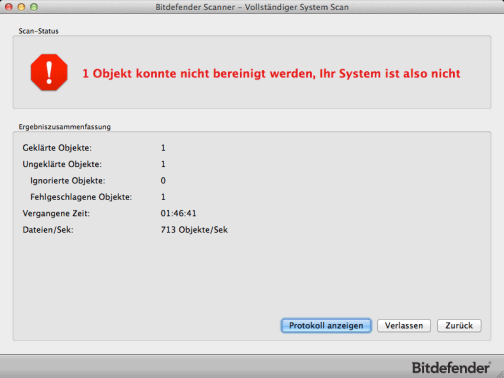 Bitdefender Scanergebnis